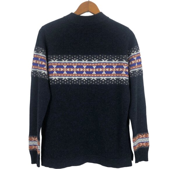 Woolrich Women's Fair Isle Alpaca Wool Blend Sweater Sz Medium Mock Neck Blue - Picture 6 of 10